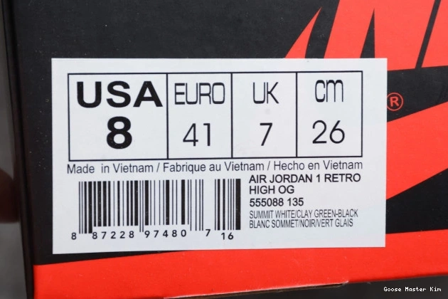 Air 1 Jordan High OG Clay Retro Green 555088-135 0815